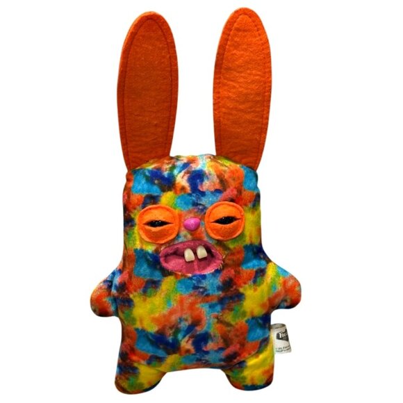 Fuggler Plush Rabid Rabbit Funny Ugly Monster Graffiti Tie Dye Orange Ears 14” - Picture 1 of 5